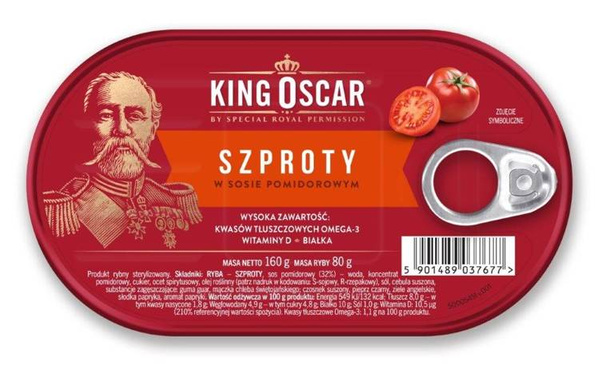 Szproty w sosie pomidorowym - 160g - King Oscar