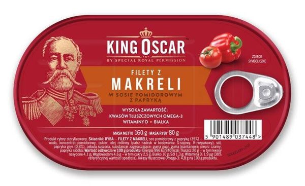 Filety z makreli w sosie pomidorowym z papryką -  160g - King Oscar