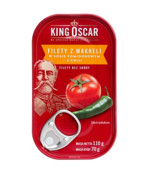 Filety z makreli w sosie pomidorowym z chili -  110g- King Oscar