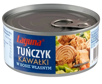 Tuńczyk kawałki w sosie własnym / 170g / Laguna - ZESTAW 6 szt.