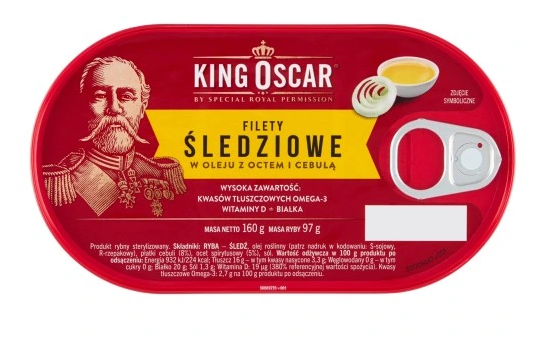 Filety śledziowe w oleju z octem i cebulą  -  160g - King Oscar